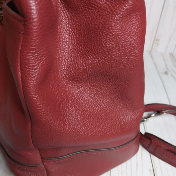 Coach F23268 Park Leather Turn Lock Satchel Tote Shoulder Bag RED WINE - Picture 6 of 6